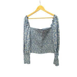 Reformation Pinto Microfloral Smocked Puff Sleeve Blouse XL Cottagecore Country